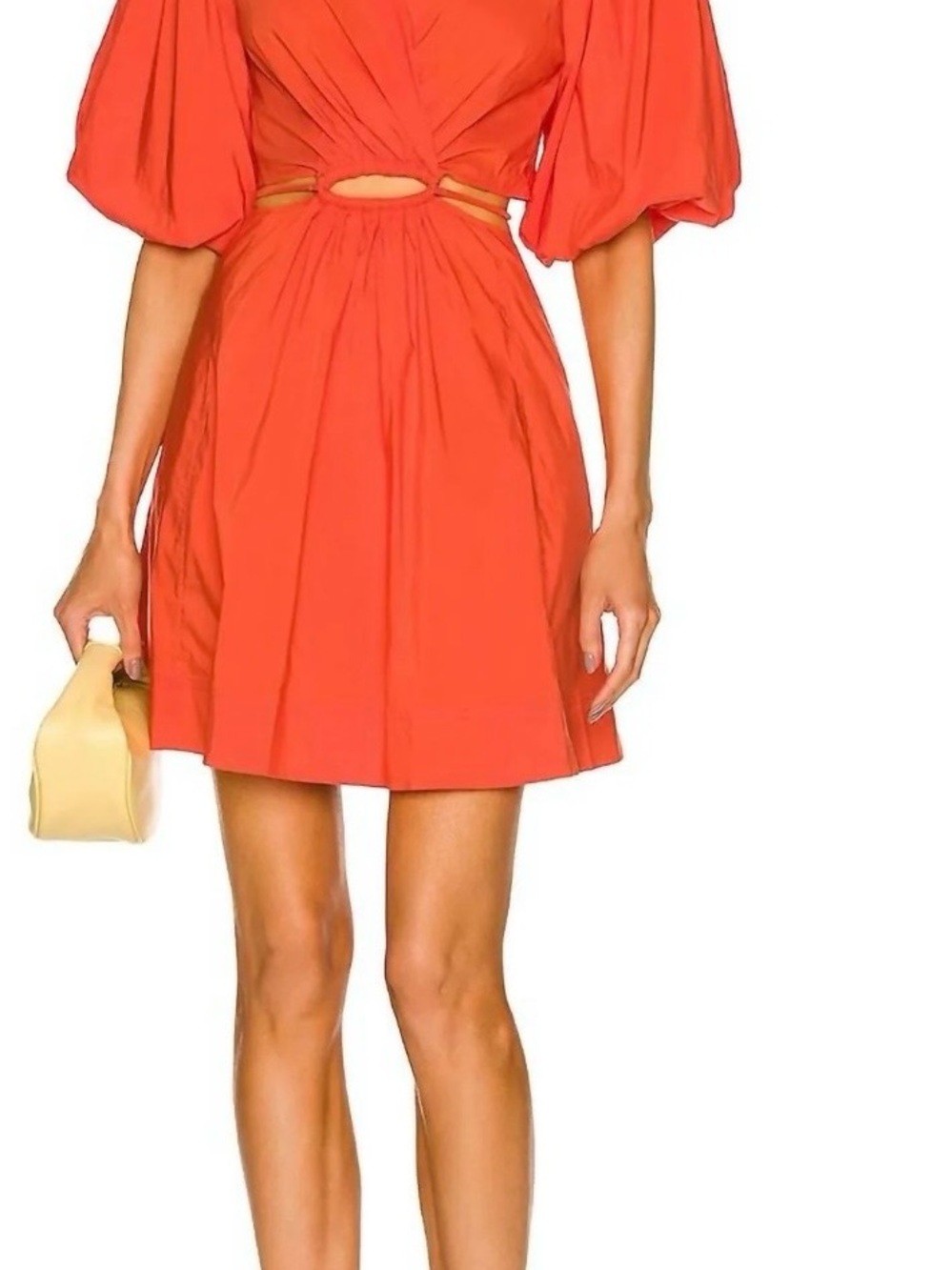 Jonathan Simkhai Coral Puff-Sleeve Backless Cutout Mini Dress